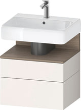 DURAVIT Qatego Waschtischunterbau 590 mm Eiche Terra Matt mit 1 Auszug und Tip-On Technik