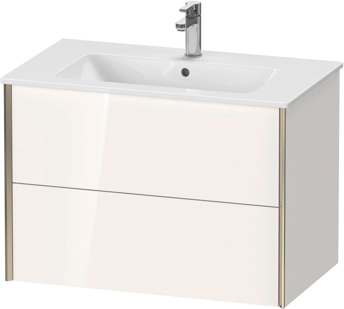 Duravit XViu Waschtischunterbau wandhängend 810 mm, 2 Schubkästen, champagner matt/weiß matt – ohne Griff, mit Tip-On-Technik