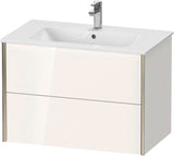 Duravit XViu Waschtischunterbau wandhängend 810 mm, 2 Schubkästen, champagner matt/weiß matt – ohne Griff, mit Tip-On-Technik