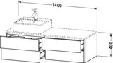 Duravit XSquare Waschtischunterbau 1400 mm in Steingrau Matt mit Becken links