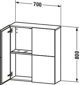 Duravit Halbhochschrank L-Cube 700 mm weiß hochglanz, 2 Türen, wandhängend