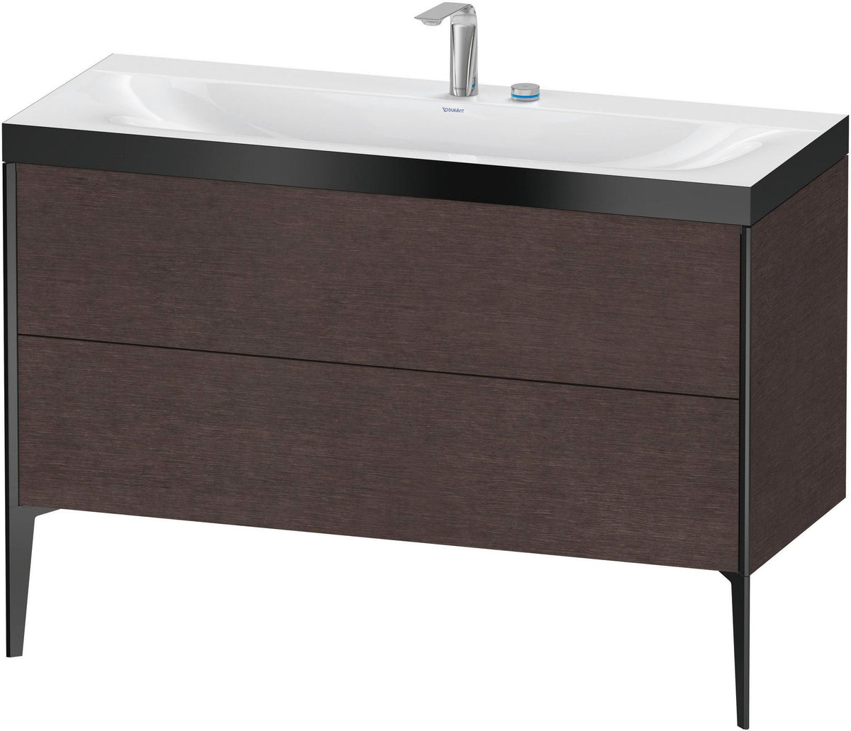 DURAVIT XViu c-bonded Waschtischunterbauset 1200 mm, 2 Auszüge, Eiche/Schwarz matt, bodenstehend