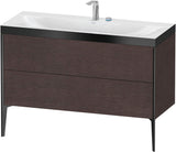 DURAVIT XViu c-bonded Waschtischunterbauset 1200 mm, 2 Auszüge, Eiche/Schwarz matt, bodenstehend