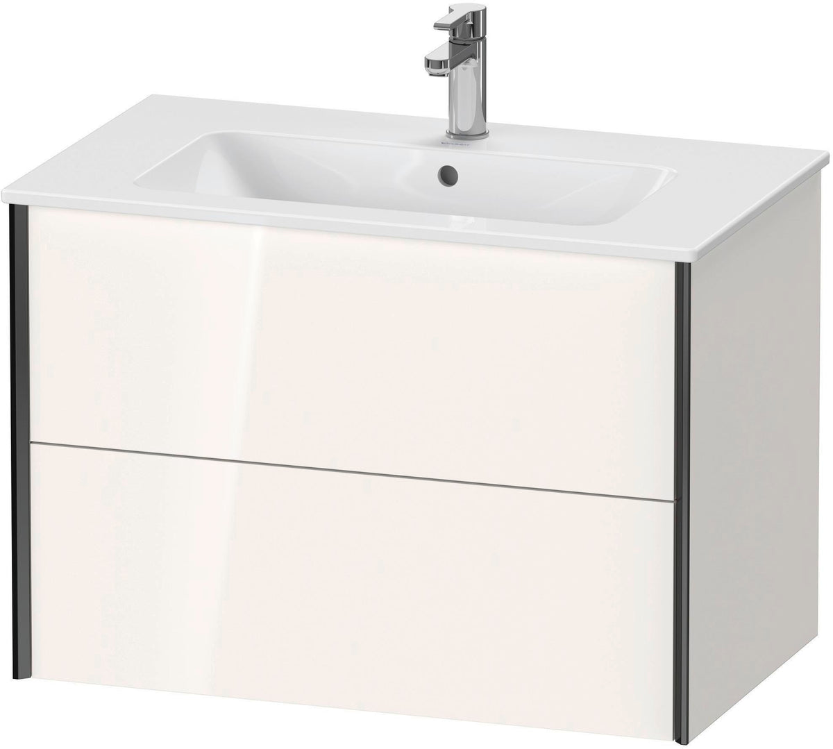 Duravit XViu Waschtischunterbau wandhängend 810 mm, 2 Schubkästen, champagner matt/weiß matt – ohne Griff, mit Tip-On-Technik