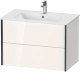 Duravit XViu Waschtischunterbau wandhängend 810 mm, 2 Schubkästen, champagner matt/weiß matt – ohne Griff, mit Tip-On-Technik