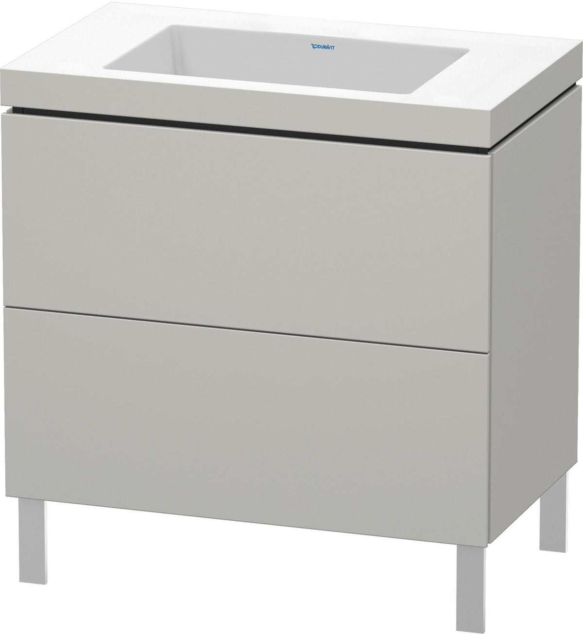 DURAVIT L-Cube c-bonded Waschtischset 800 mm betongrau matt mit 2 Auszügen und Tip-On-Technik