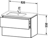 DURAVIT L-Cube Waschtischunterbau 820 mm betongrau matt – 2 Schubkästen, Becken links, wandhängend