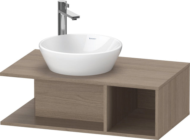 Duravit D-Neo Waschtischunterbau wandhängend 800 mm Eiche Terra, Becken links, 1 offenes Fach