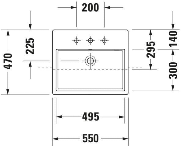 DURAVIT Vero Air Halbeinbau-Waschtisch 550 mm Weiß mit Überlauf und Hahnlochbank