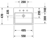 DURAVIT Vero Air Halbeinbau-Waschtisch 550 mm Weiß mit Überlauf und Hahnlochbank