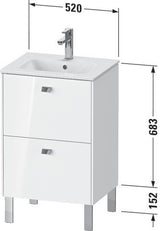 Duravit Waschtischunterbau Brioso Compact 683 mm weiß matt mit chrom Griff