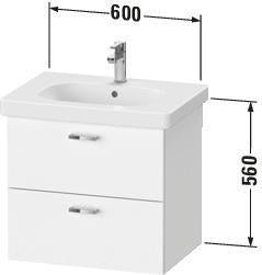 Duravit XBase Waschtischunterbau wandhängend 600 mm, 2 Schubladen, weiß matt – Soft-Close