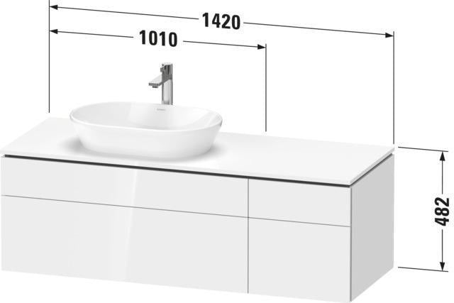 Duravit L-Cube Waschtischunterbau 1420 mm Taupe supermatt mit Tip-On Technik