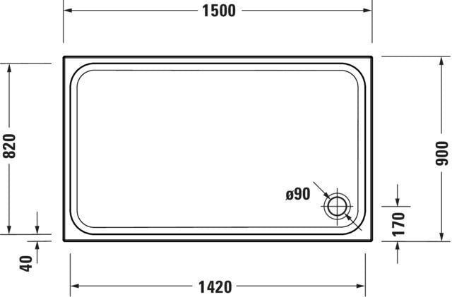 DURAVIT D-Code Duschwanne 1300x900 mm Sanitäracryl mit Antislip – Weiß glänzend