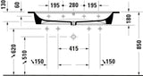 DURAVIT ME by Starck Möbelwaschtisch 1230 mm, 2 Hahnlöcher, mit Überlauf, weiß – Designer-Waschtisch von Philippe Starck