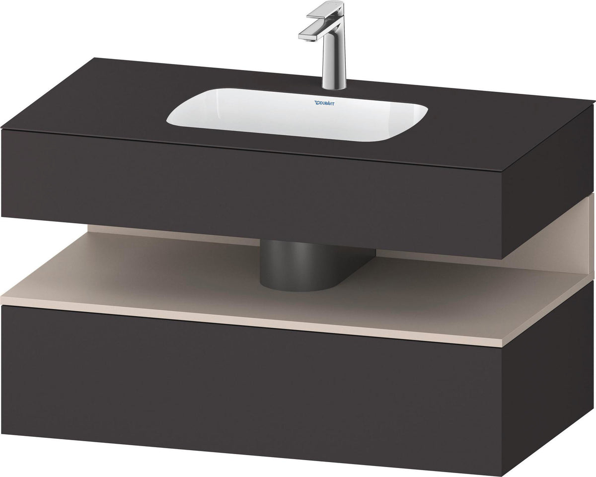 DURAVIT Qatego Einbauwaschtisch mit Konsolenwaschtischunterbau 1000 mm, 1 Auszug, antibakteriell