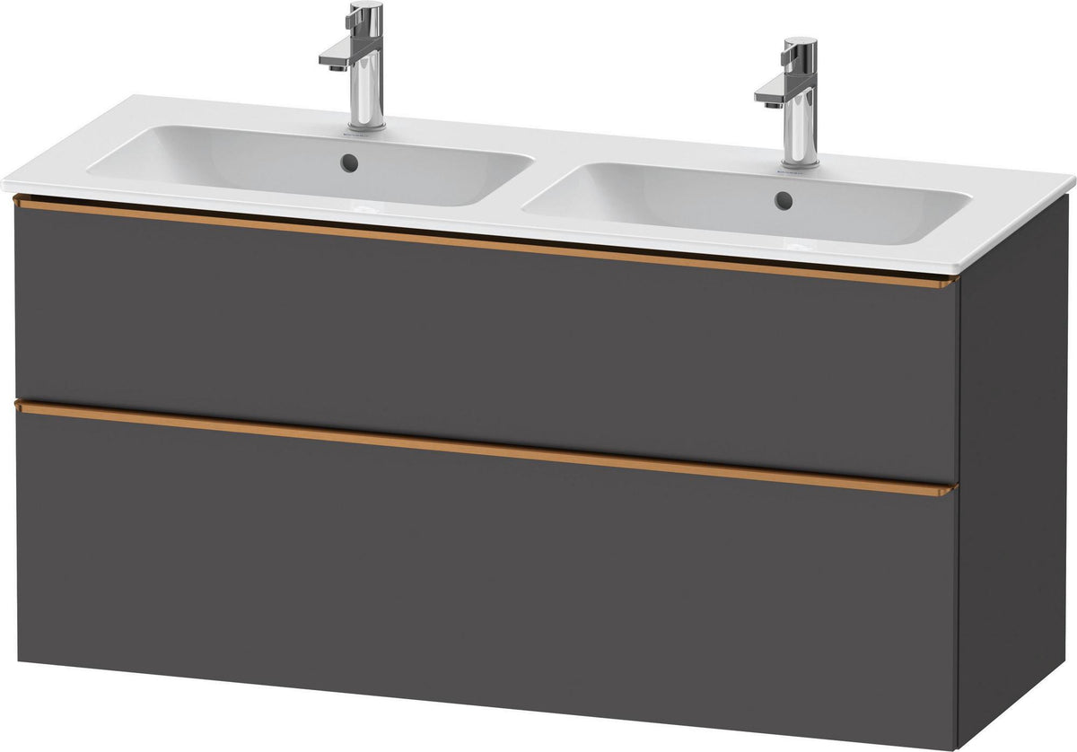 Duravit D-Neo Waschtischunterbau 1280 mm betongrau matt – wandhängend, 1 Auszug, Bronze Griff