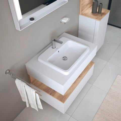 DURAVIT Qatego Einbauwaschtisch 550 mm weiß HygieneGlaze 1 Hahnloch mit Überlauf