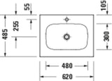 DURAVIT Sivida Möbelwaschtisch 620 mm DuroCast Plus Weiß Seidenmatt ohne Überlauf