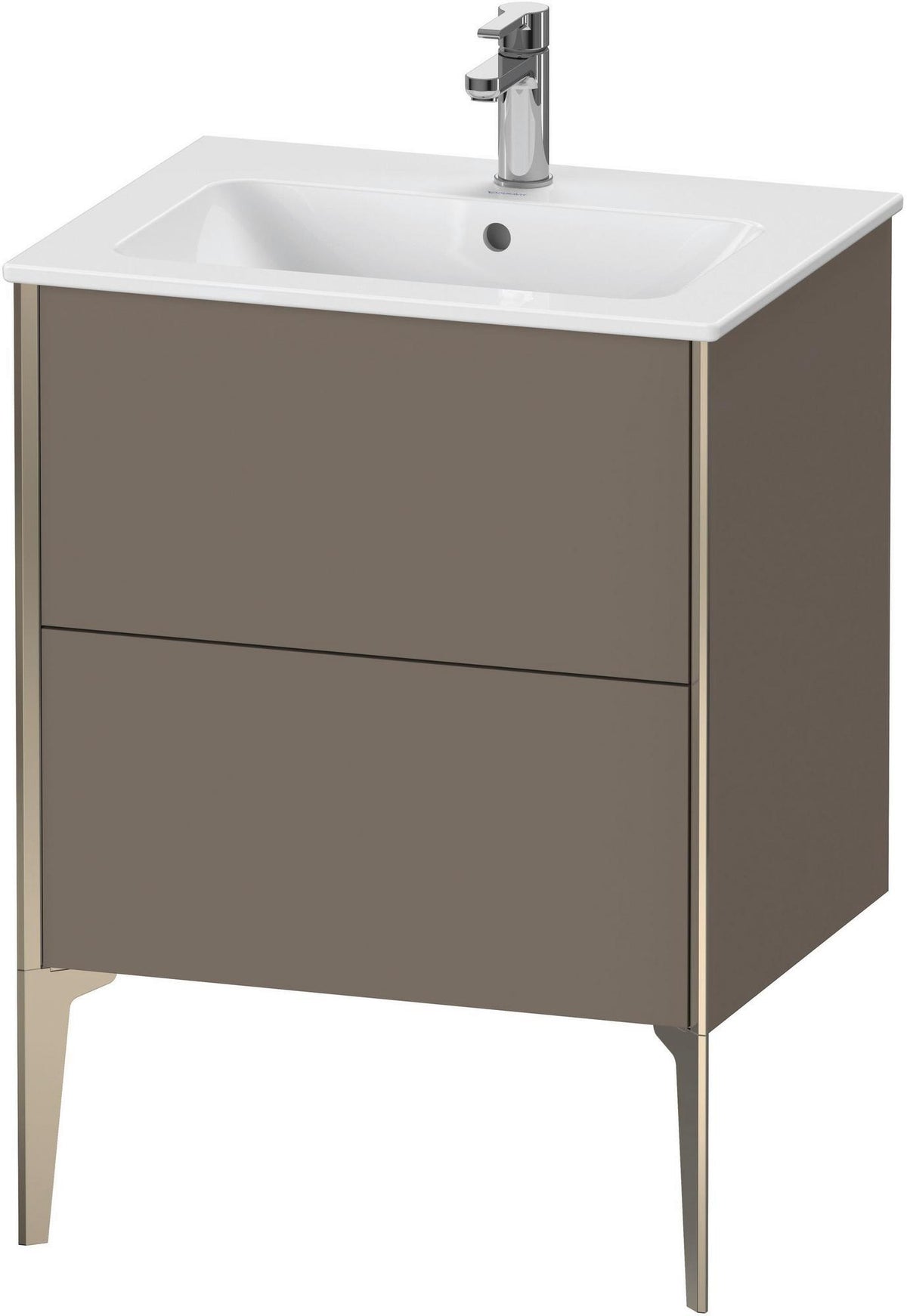 DURAVIT XViu Waschtischunterbau bodenstehend 610 mm, 2 Auszüge, weiß matt – Tip-On & Soft-Close