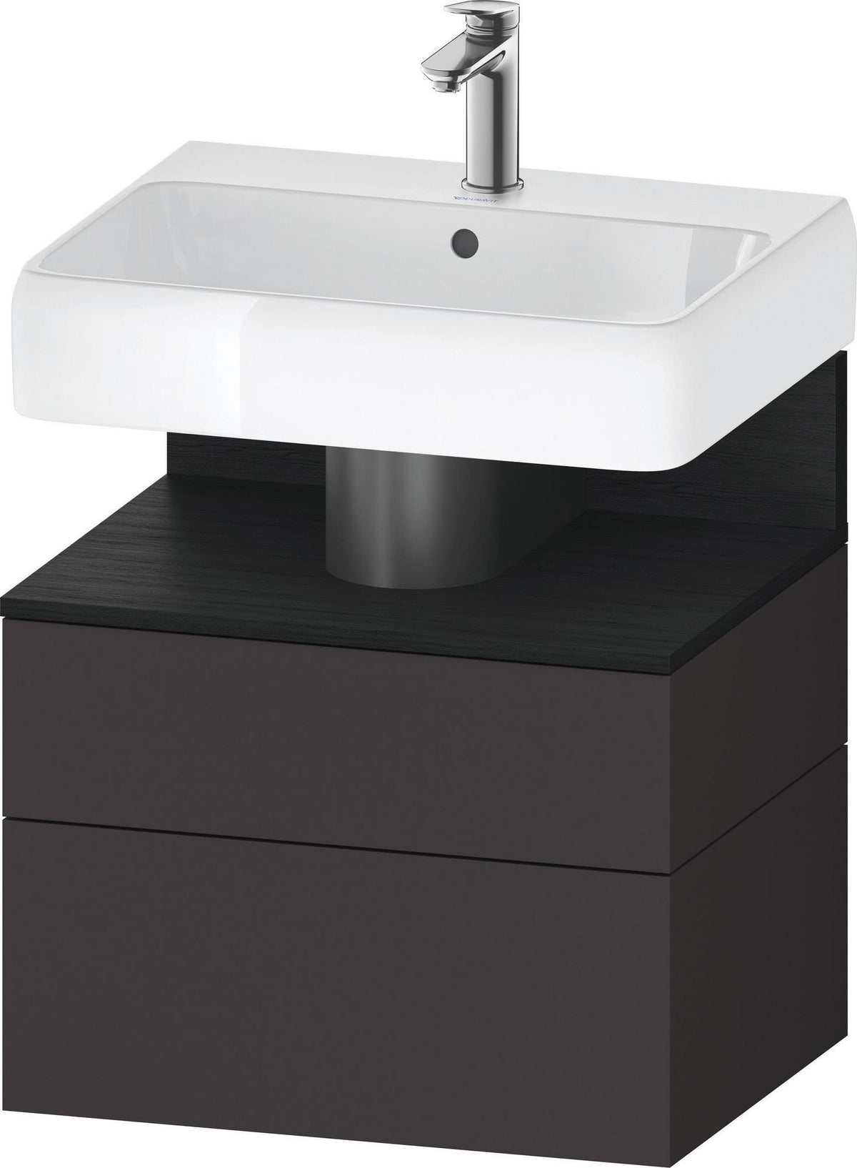 DURAVIT Qatego Waschtischunterbau 590 mm wandhängend, 1 Auszug, weiß Hochglanz, Nische Eiche Schwarz
