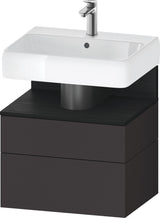 DURAVIT Qatego Waschtischunterbau 590 mm wandhängend, 1 Auszug, weiß Hochglanz, Nische Eiche Schwarz