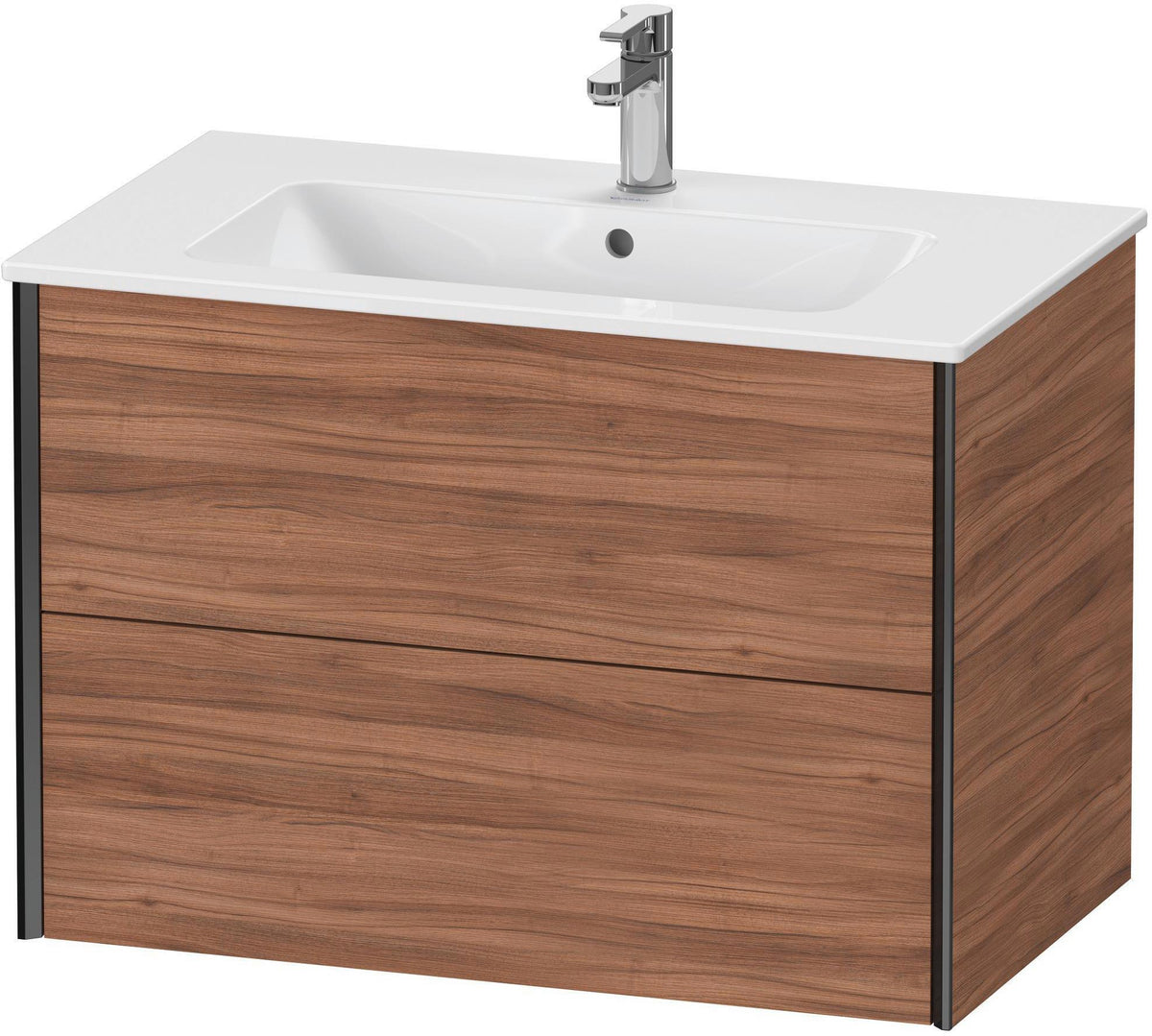 Duravit XViu Waschtischunterbau wandhängend 810 mm, 2 Schubkästen, champagner matt/weiß matt – ohne Griff, mit Tip-On-Technik