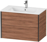 Duravit XViu Waschtischunterbau wandhängend 810 mm, 2 Schubkästen, champagner matt/weiß matt – ohne Griff, mit Tip-On-Technik