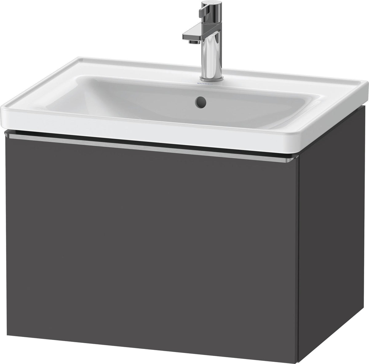 Duravit D-Neo Waschtischunterbau 634 mm betongrau matt mit Bronze-Griff und Soft-Close-Auszug