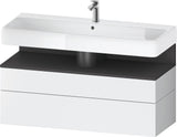 Duravit Qatego Waschtischunterbau 1190 mm – Weiß Matt mit Eiche Schwarz Nische, 1 Auszug, LED