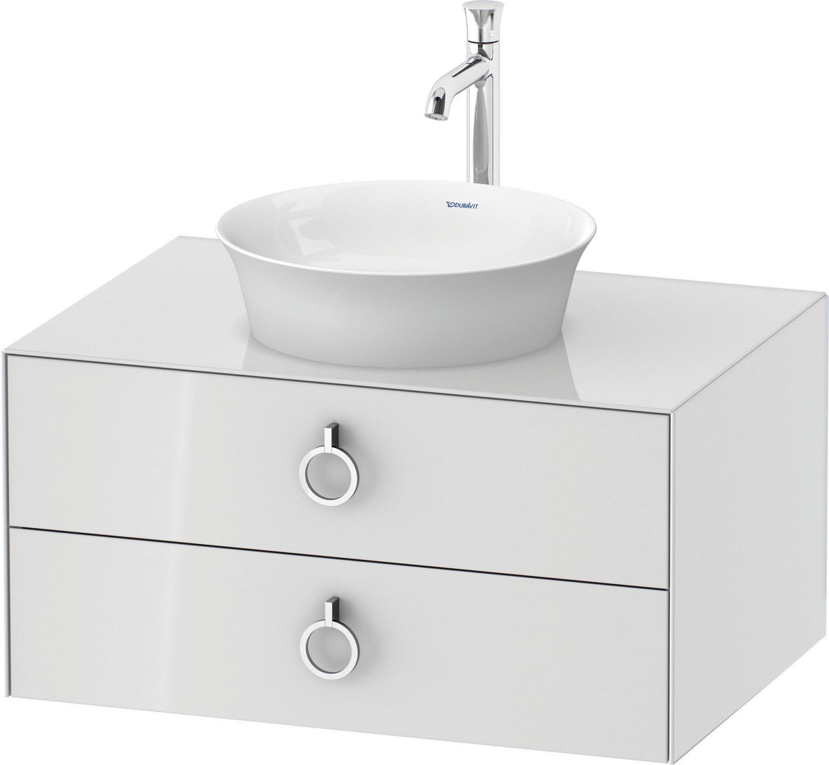 DURAVIT White Tulip Waschtischunterbau 800 mm, 2 Schubkästen, LED, Philippe Starck, weiß seidenmatt