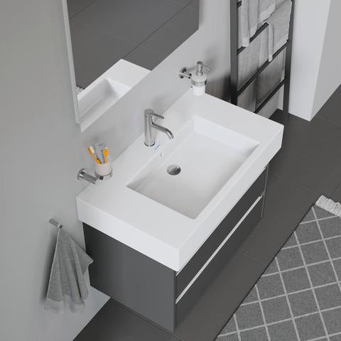 DURAVIT Vero Möbelwaschtisch 850 mm weiß WonderGliss mit Überlauf und Hahnlochbank