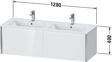 Duravit Waschtischunterbau XVIU 1280 mm mit Nussbaum-Einrichtungssystem rechts