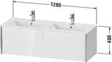 Duravit Waschtischunterbau XVIU 1280 mm mit Nussbaum-Einrichtungssystem rechts