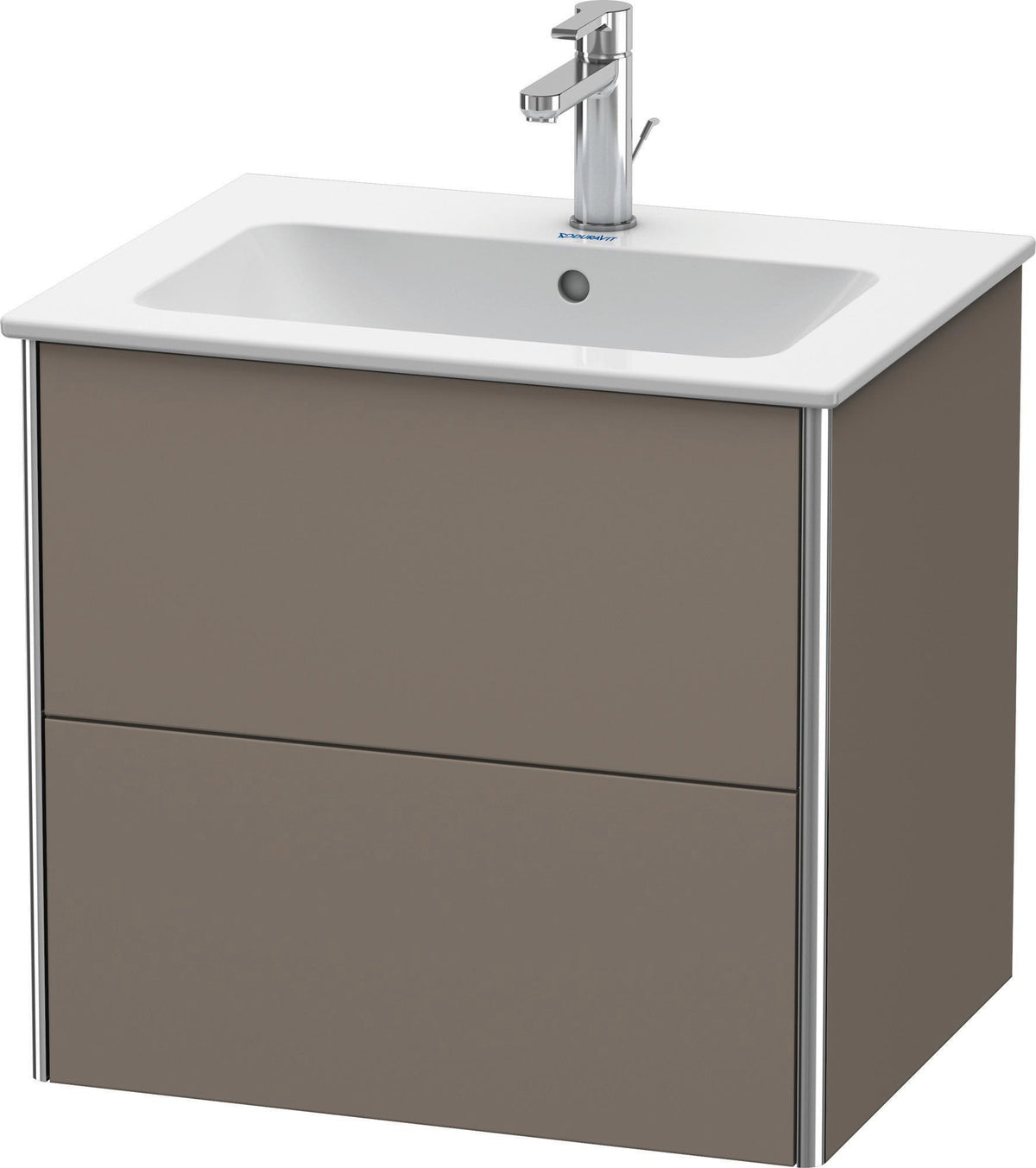 DURAVIT XSquare Waschtischunterbau 610 mm Flannel Grey Hochglanz mit 2 Schubkästen