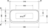 DURAVIT Happy D.2 Plus Freistehbadewanne 1800x800 Weiß Acryl mit 2 Rückenschrägen