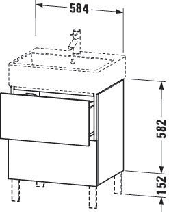 Duravit L-Cube Waschtischunterbau 584 mm taupe supermatt mit Tip-On-Technik
