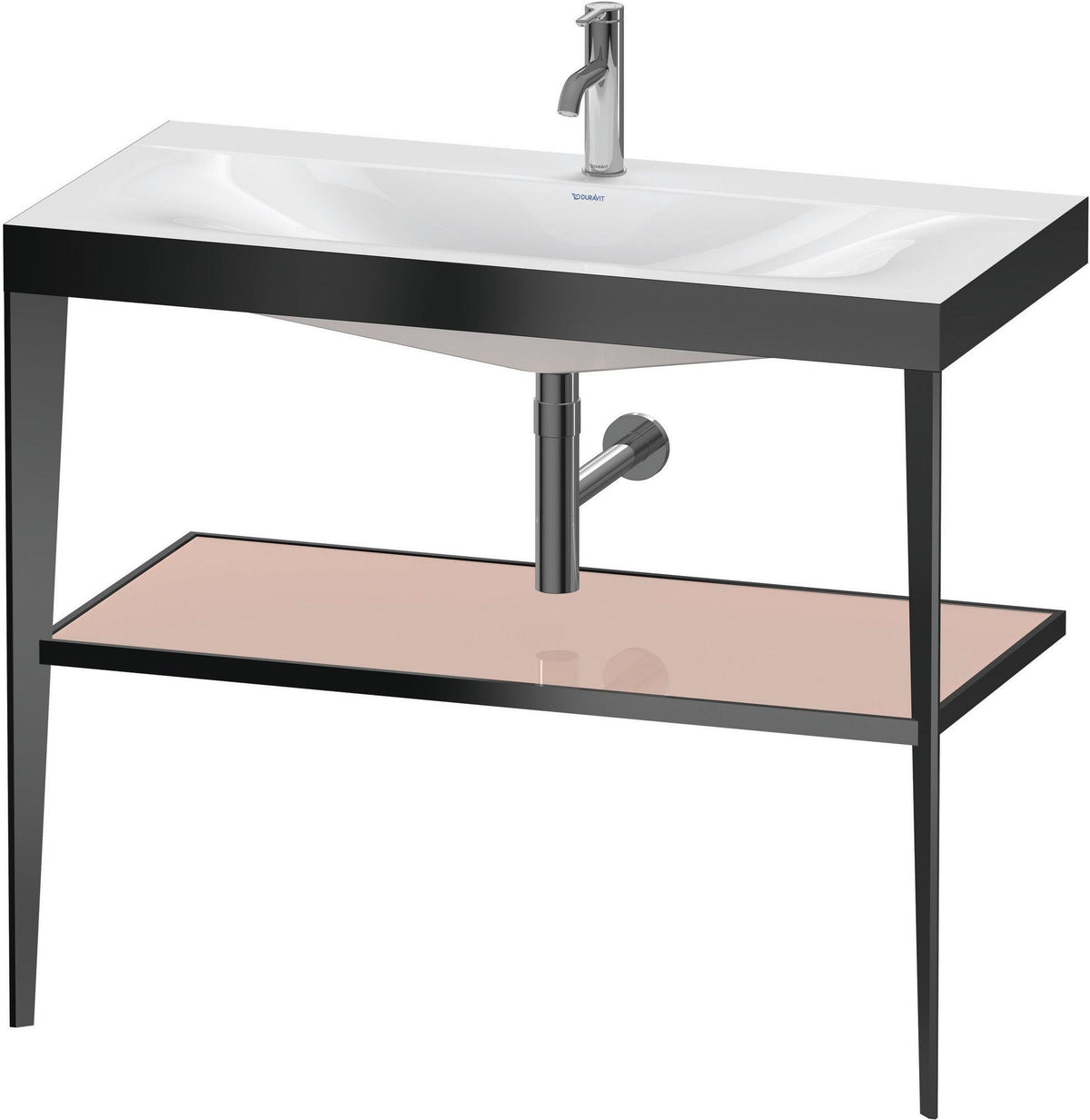 Duravit XViu c-bonded Waschtischset 1000 mm mit Metallkonsole, weiß hochglanz / schwarz matt – inkl. Waschschüssel