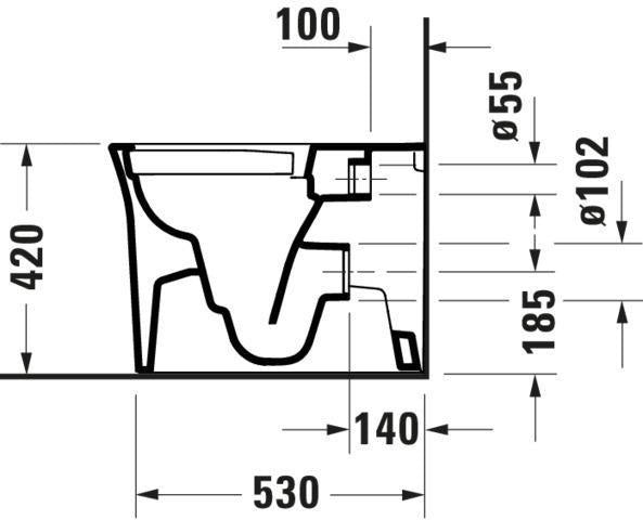 DURAVIT Stand-WC White Tulip 580 mm spülrandlos, Abgang waagerecht, weiß
