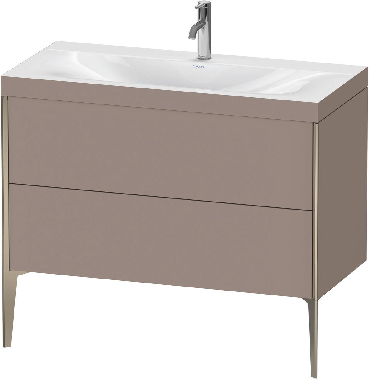 DURAVIT XViu Waschtischunterbauset 1000 mm, 2 Auszüge, champagner matt/basalt matt, c-bonded