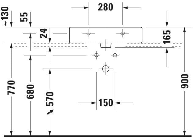 Duravit Waschtisch Vero 600 mm mit Überlauf, 1 Hahnloch, geschliffen, weiß
