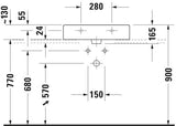 Duravit Waschtisch Vero 600 mm mit Überlauf, 1 Hahnloch, geschliffen, weiß