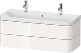Duravit Waschtischset Happy D.2 Plus 1175 mm Taupe Supermatt mit Möbelwaschtisch und Nussbaum-Einrichtungssystem
