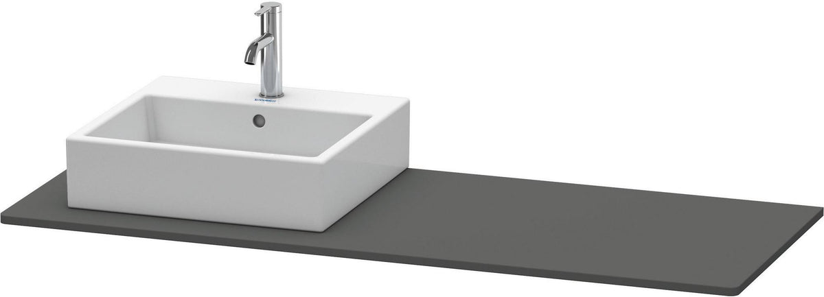 Duravit XSquare Konsole 1400x550mm betongrau matt – 1 Ausschnitt, mit Siphonaussparung