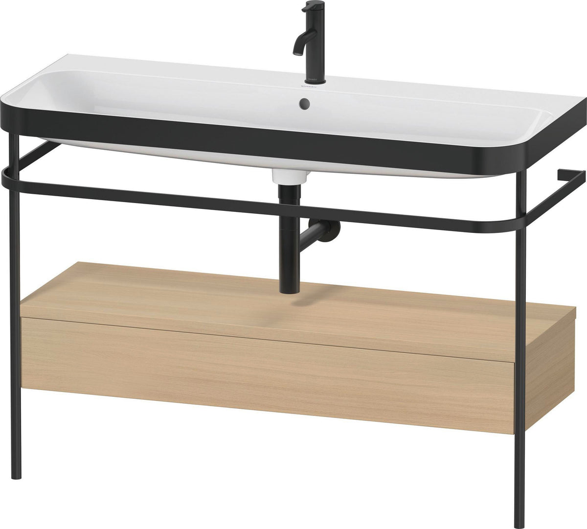 Duravit Happy D.2 c-bonded Waschtischset 1175 mm mit Metallkonsole & Schubkasten in Taupe