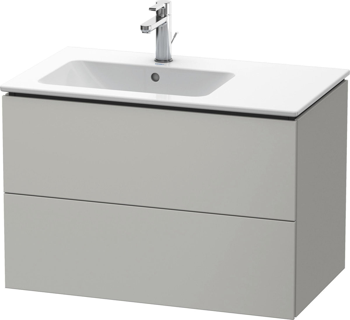 DURAVIT L-Cube Waschtischunterbau 820 mm betongrau matt – 2 Schubkästen, Becken links, wandhängend