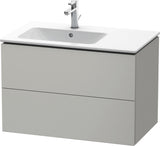 DURAVIT L-Cube Waschtischunterbau 820 mm betongrau matt – 2 Schubkästen, Becken links, wandhängend