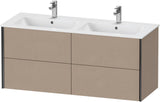 Duravit XViu Waschtischunterbau wandhängend 1280 mm, 4 Schubkästen, champagner matt/weiß matt