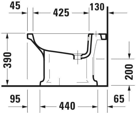 DURAVIT Stand-Bidet Serie 1930 600 mm mit Überlauf, 1 Hahnloch, weiß