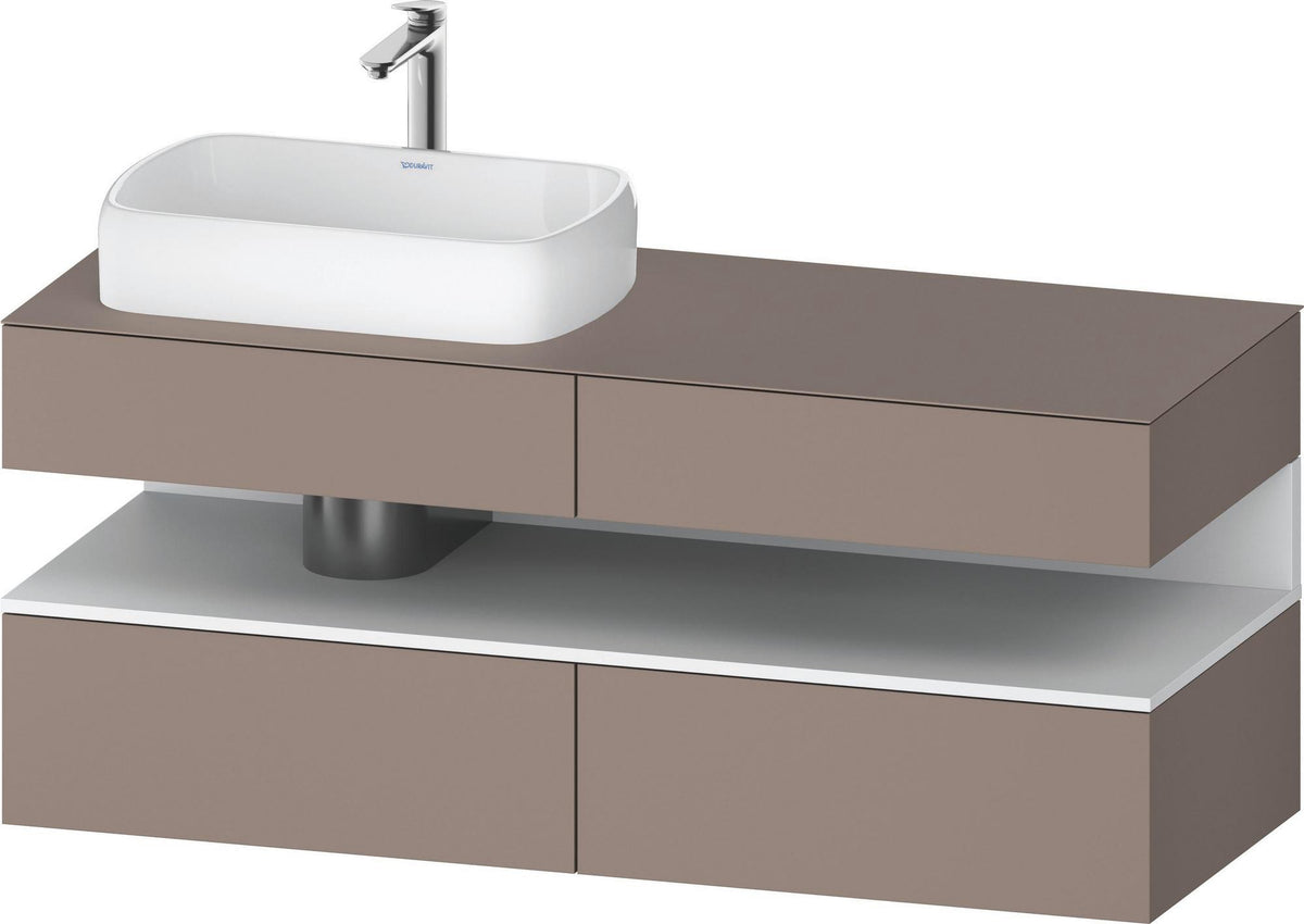 Duravit Qatego Konsolenwaschtischunterbau 1400 mm weiß hochglanz mit Eiche schwarz Nische